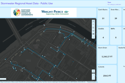 Thumbnail for NMSC Stormwater Regional Asset Data app homepage with regionwide map of assets